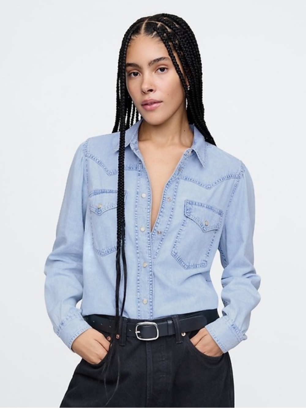 NWT Gap UltraSoft Denim Western Shirt XXL Tall